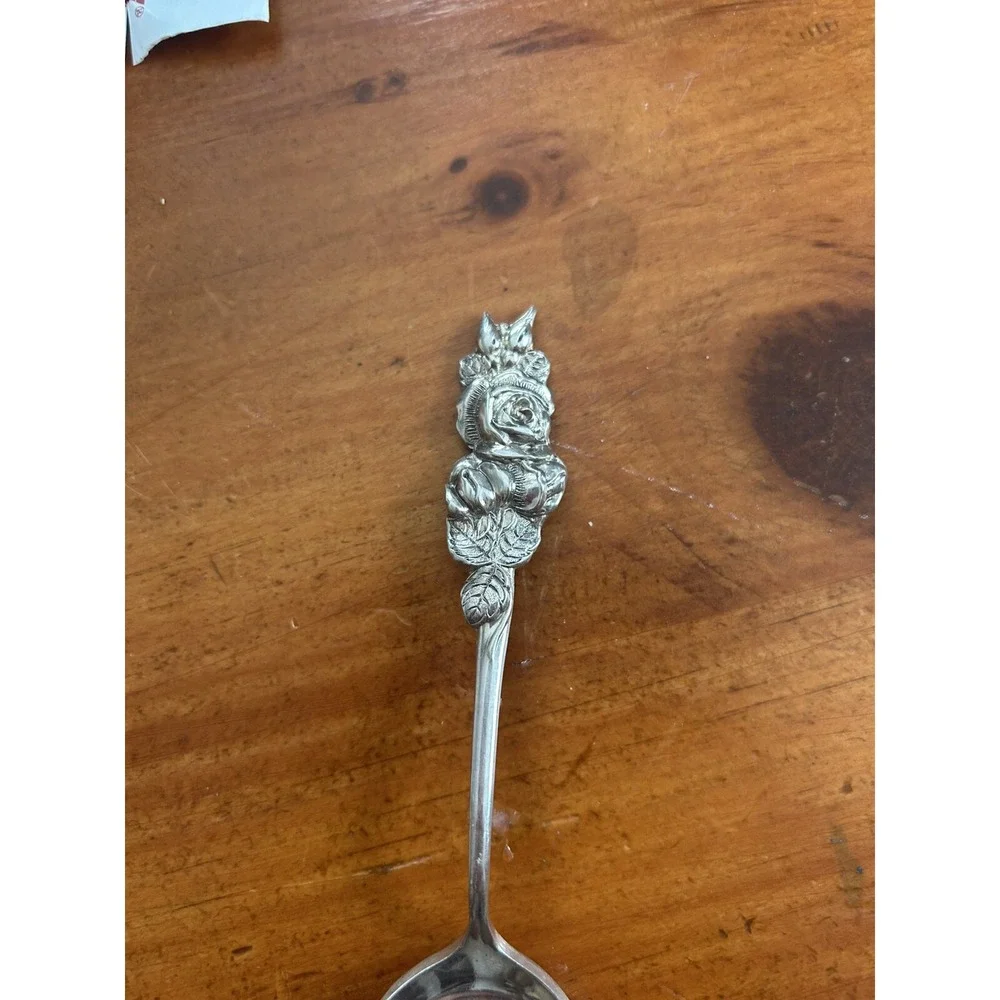 Vintage Reed & Barton Silverplate Sugar Shovel or Berry Spoon Rose Leaf Pattern
